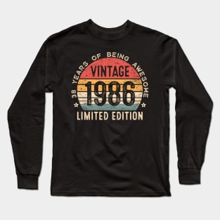 38 Year Old Gifts Vintage 1986 Limited Edition 38th Birthday Long Sleeve T-Shirt